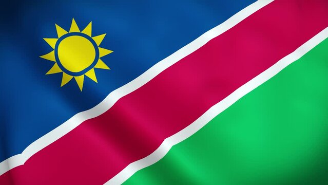 Namibia Flag. National 3d Namibia flag waving. Flag of Namibia footage video waving in wind. Flag of Namibia 4K Animation