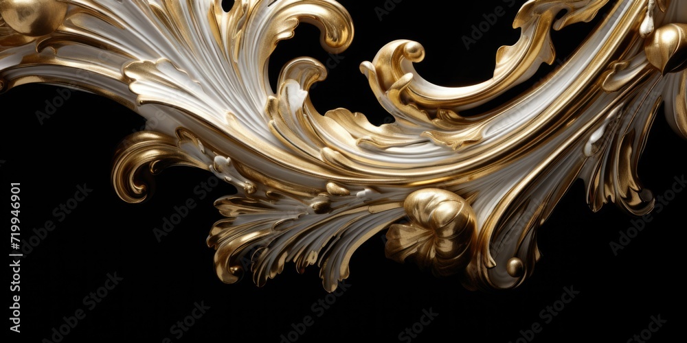 Poster a stunning gold and white ornate design set against a black background. perfect for adding an elegan