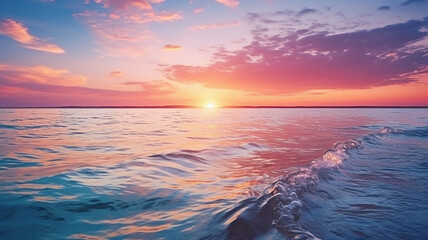 Beautiful sunset over the sea. The concept of summer vacation. - obrazy, fototapety, plakaty
