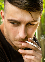 Man Smoke a Cigarette closeup