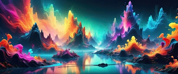 Obraz premium Colorful river in fantasy. Fairytale. Heaven