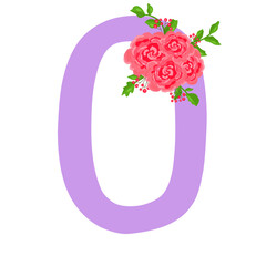 number 0 with flower
