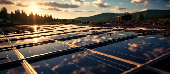 Fototapeta premium Solar panels, alternative electricity sources, sustainable resources concept