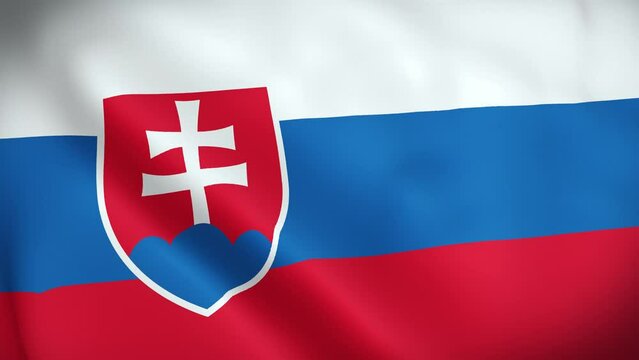 Slovakia Flag. National 3d Slovakia flag waving. Flag of Slovakia footage video waving in wind. The flag of Slovakia 4K Animation