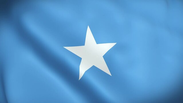 Somalia Flag. Waving Fabric Satin Texture Flag of Somalia 3D illustration. Real Texture Flag of the Federal Republic of Somalia 4K Video