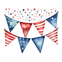 Obraz premium Independence Day red, white and blue clipart set on a white background