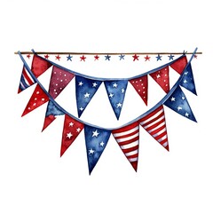 Fototapeta premium Independence Day red, white and blue clipart set on a white background