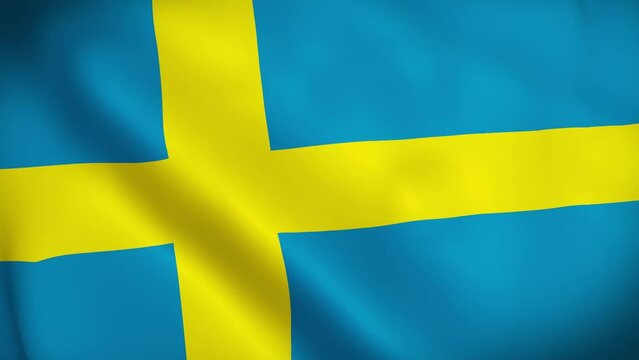 Sweden flag waving in the wind with high quality texture in 4K National Flag of Sweden Swedish Flag
