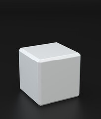 White cube. Stock image on black background.