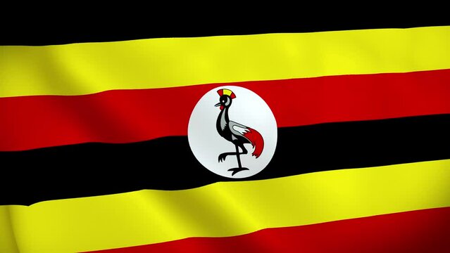 Uganda Flag. Waving Fabric Satin Texture Flag of Uganda 3D illustration. Real Texture Flag of the Republic of Uganda 4K Video