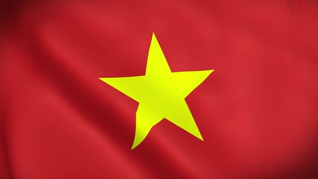 Vietnam Flag. Vietnamese Flag. National 3d Vietnam flag waving. Flag of Vietnam footage video waving in wind. 4K Animation
