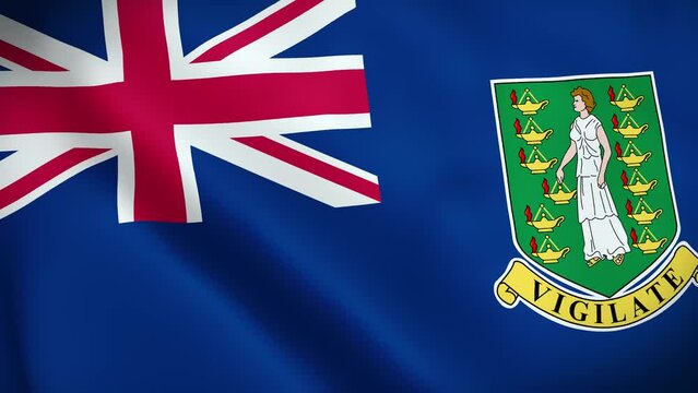 British Virgin Islands Flag. National 3d British Virgin Islands flag waving. Flag of British Virgin Islands footage video waving in wind. Flag of British Virgin Islands 4K Animation