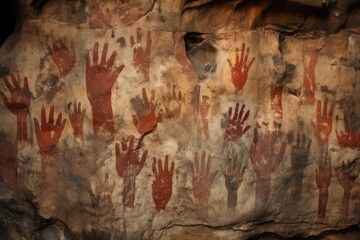 Hands of Time: Focus on handprints and stencils found in various caves.