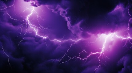 Fototapeta premium Purple thunderstorm lightning in the night sky.