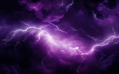 Obraz premium Purple thunderstorm lightning in the night sky.