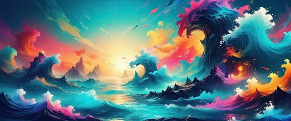 Foto op Canvas Colorful sea waves in fantasy. Fairytale. Abstract art © franxxlin_studio