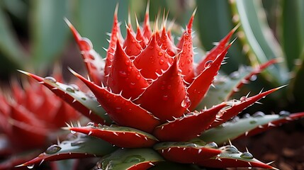 A macro view of a cactus with spiky needles, highlighting the unique textures and patterns of the desert plant