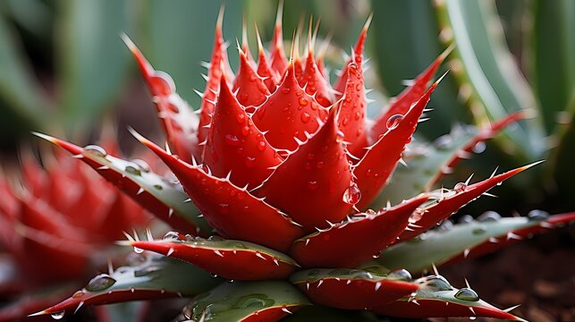 A macro view of a cactus with spiky needles, highlighting the unique textures and patterns of the desert plant
