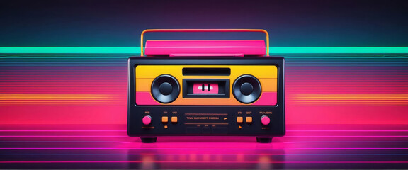 vintage old radio cinematic retro colors eighties and nineties style gradient wallpaper, Music vintage audio theme, Grainy nostalgia style