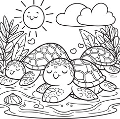 turtle on the beach coloring page