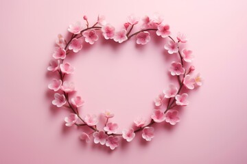 Valentines Day Floral Wreath on Pastel Background