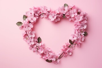 Valentines Day Floral Wreath on Pastel Background