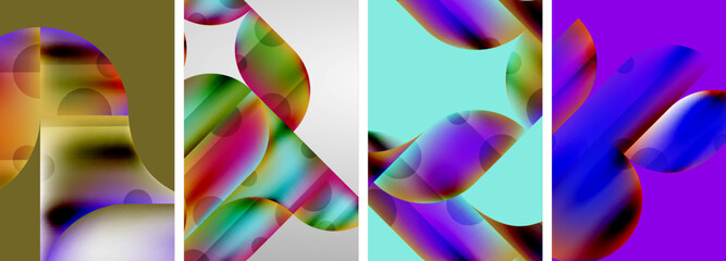 Set of abstract geometric posters. Abstract backgrounds for wallpaper, business card, cover, poster, banner, brochure, header, website