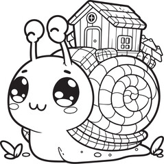Snail cartoon coloring page