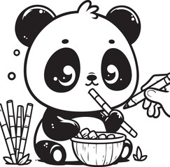 panda and bamboo