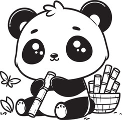 panda and bamboo