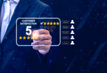 User gives rating to review satisfaction feedback survey Concept,Customer can evaluate quality of...