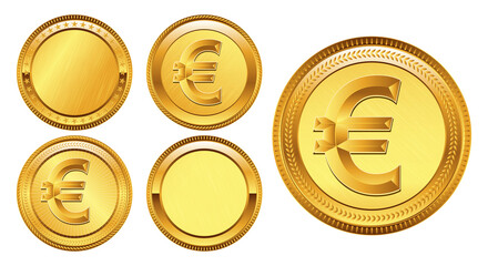 set of realistic gold coin. easy to modify
