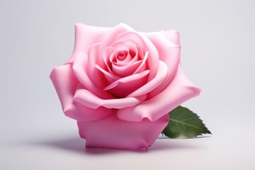 Single pink rose isolated on white background