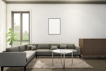 Fototapeta premium Modern living room with blank photo frame