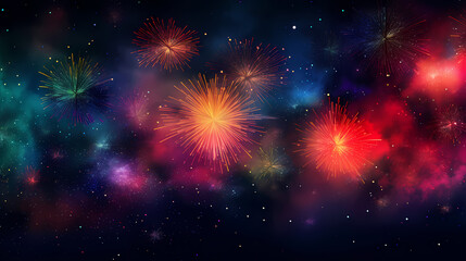 Beautiful fireworks background at night for holiday decoration
