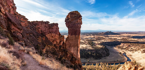 American Landscape during a vibrant winter day. Colorful Sky. Smith Rock