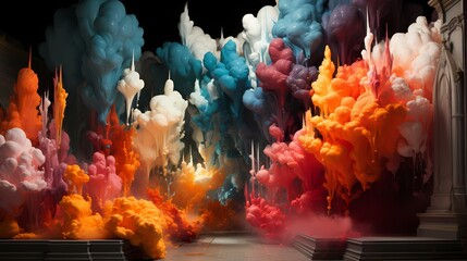 A breathtaking explosion of colorful paint-filled balloons