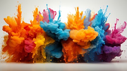 A breathtaking explosion of colorful confetti against a pure white backdrop