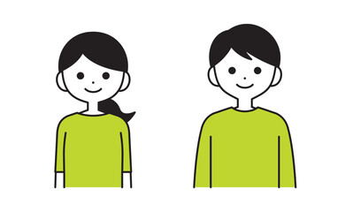 Fototapeta premium 正面を向いている女性と男性