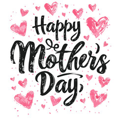 Happy Mothers day card with modern calligraphy, mothers day lettering. 