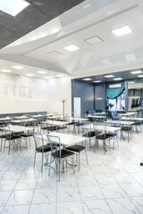 Interior of light colored canteen at the business center