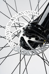 Bicycle wheel isolated over white background close up