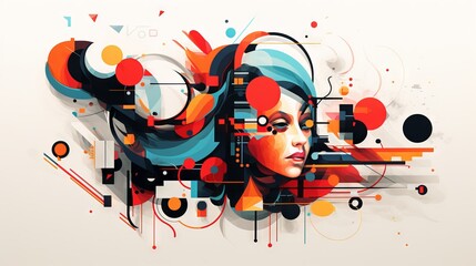 Vibrant abstract illustration: dynamic patterns and colors evoking creativity and imagination