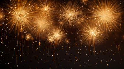 Happy New Year, burning fireworks with bokeh light background