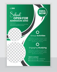 Education flyer or poster design, admission brochure cover template annual report print in a4