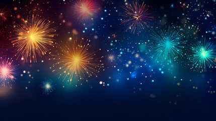 Fototapeta premium Happy New Year, burning fireworks with bokeh light background