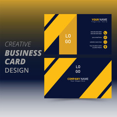 Creative and modern business card template, Premium Business Card Mockup with Yellow and Blue Accent, Futuristic business card design.