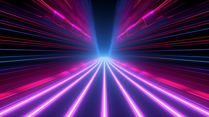 glowing pink blue neon lines geometric shapes virtual. 