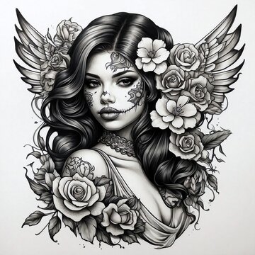 chicano girl tattoo style