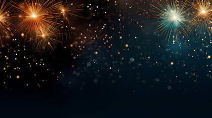 Happy New Year, burning fireworks with bokeh light background